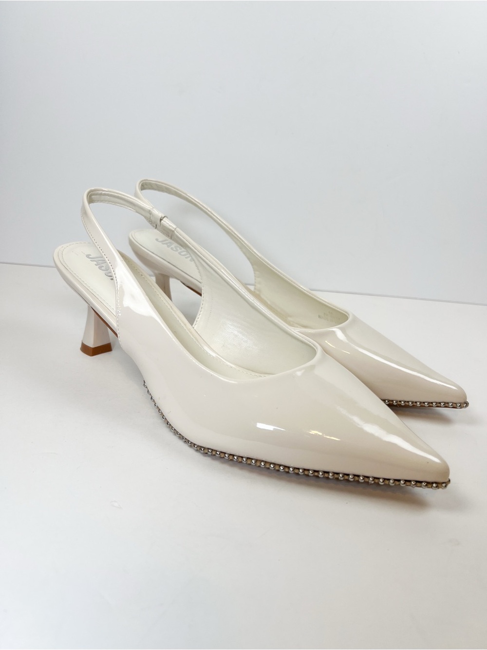 Jason Wu Slingback Pointed Toe Pumps Ivory Patent Studded size 10